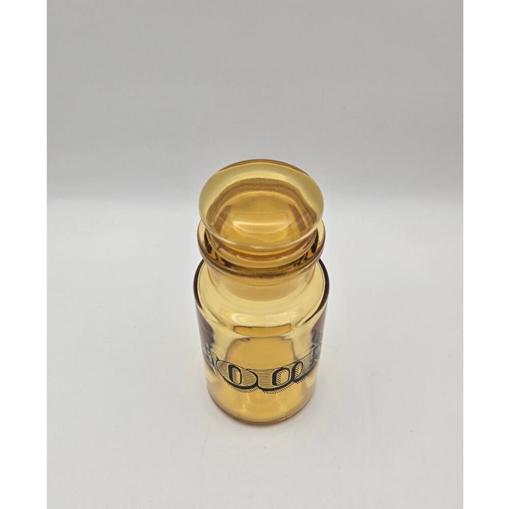 VTG Amber Glass Apothecary Jar Stopper Lid with Four Written - Picture 2 of 7